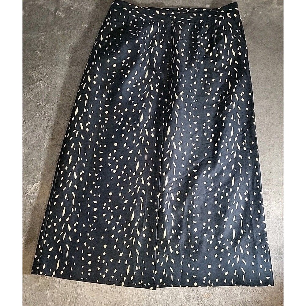 ABBYER GLASS SKIRT SIZE 12 BLUE TAN SILK BLEND  A-LINE BACK SLIT